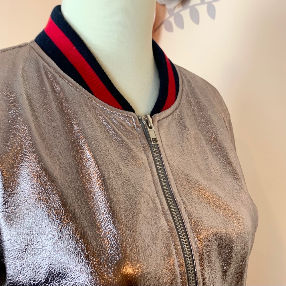 HONEY PUNCH Rose Gold Metallic Bomber - Picture 5 of 11